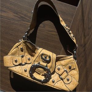 Guess Yellow Shoulder Bag with Silver Accents